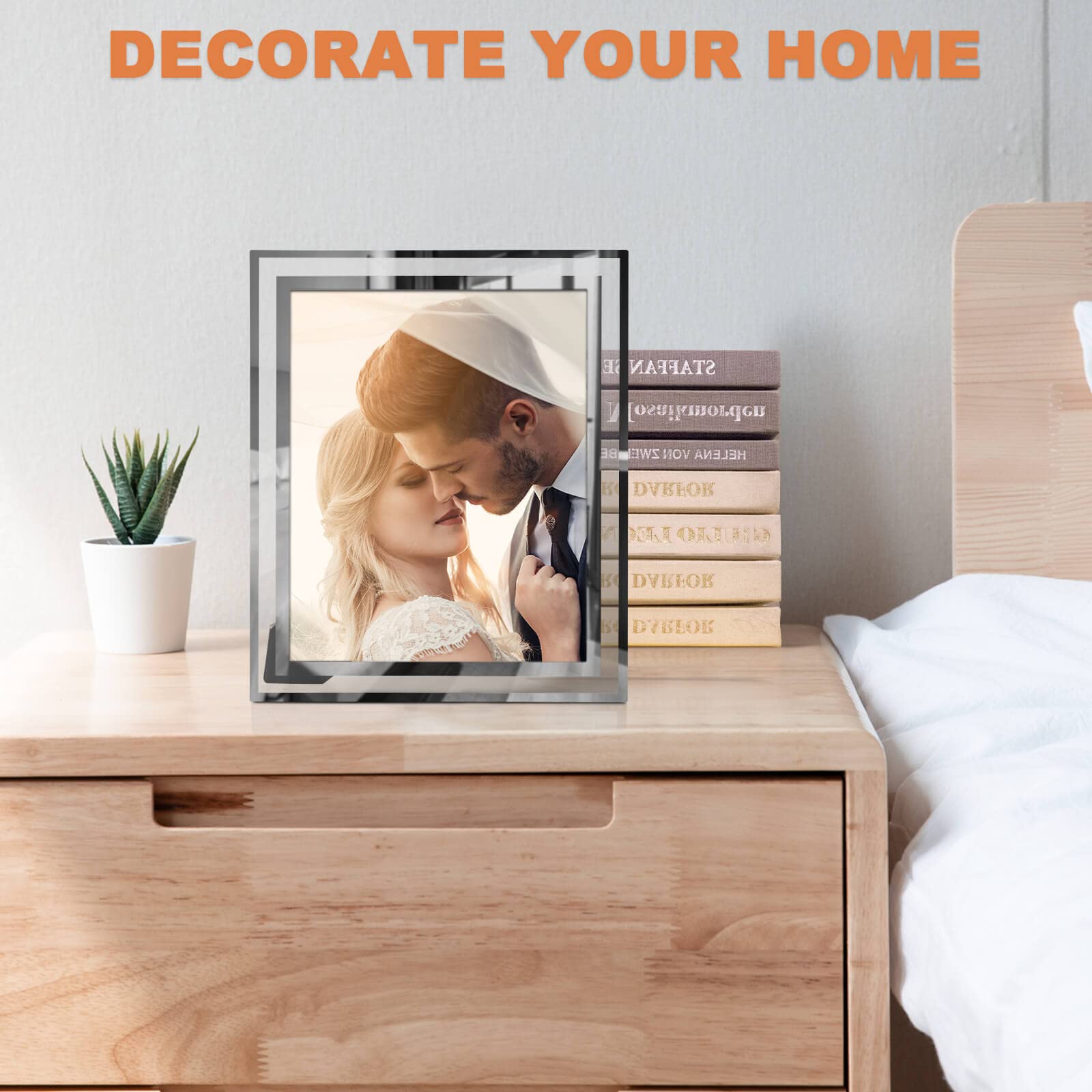 IZIDDO 8x10 Picture Frames Set of 2, Sliver Photo Frame for Tabletop, Glass Picture Frame, Horizontally or Vertically